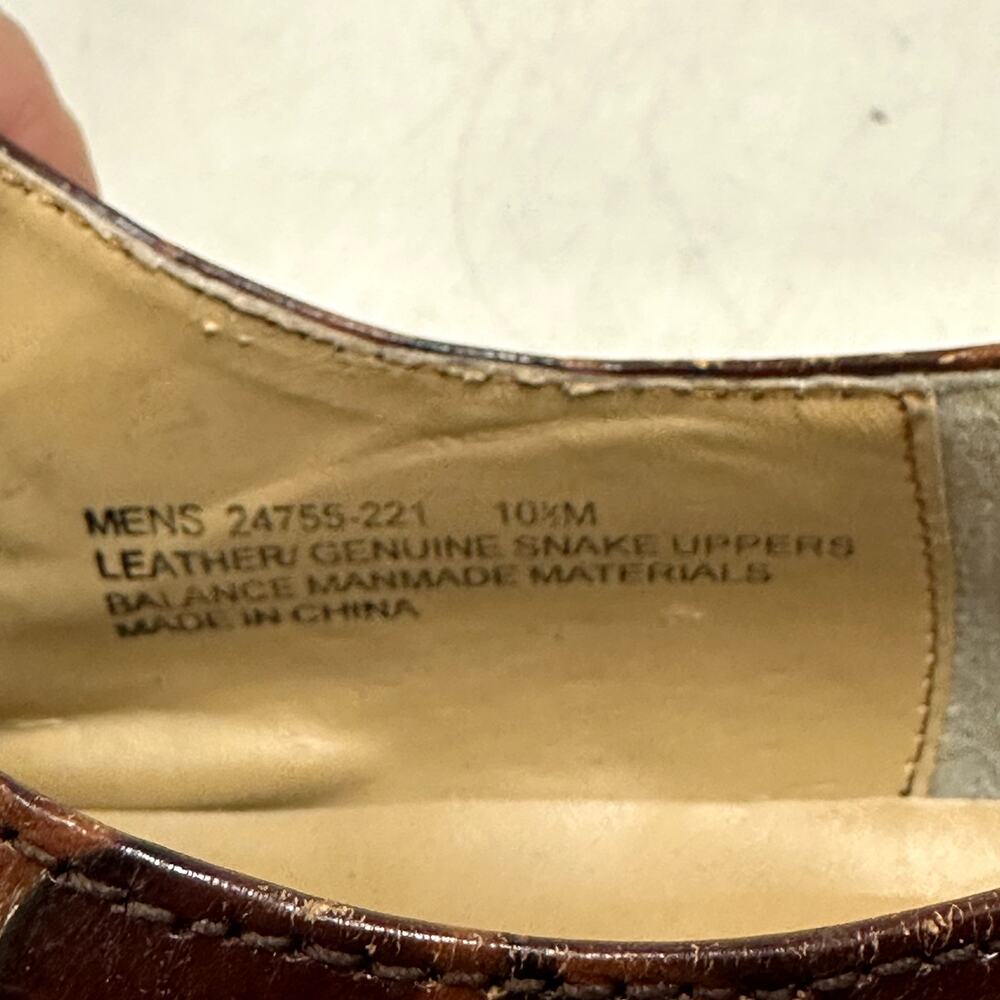 X EUC Stacy Adams Brown Snakeskin Cap Toe Derby Exotic Men's 10.5 D - Picture 10 of 12